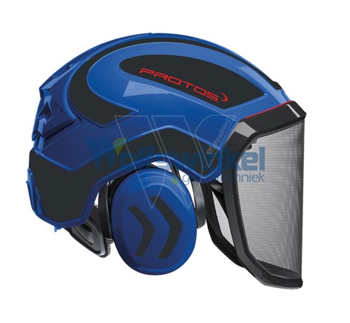 Protos helmet visor & earplug blue grey
