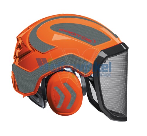Protos helmet visor & earplug orangecarbon