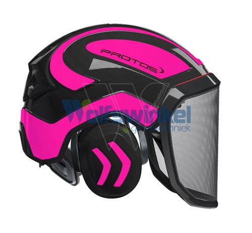 Protos helmet visor & earplug black-pink