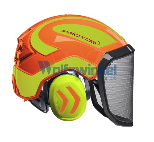 Protos helmet visor & earplug orange yellow