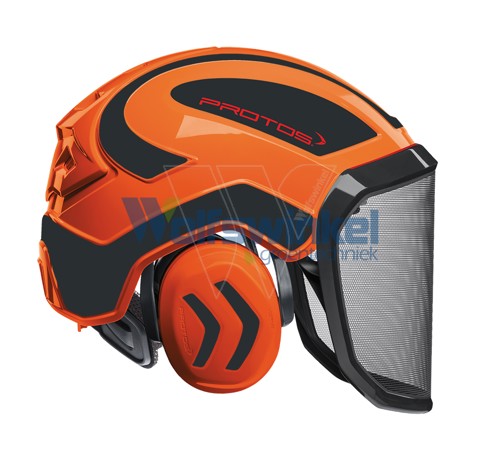 Protos helmet visor & earplug orange grey