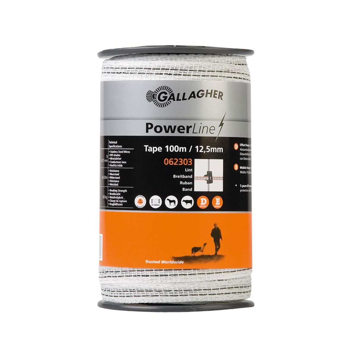 Gallagher powerline lint 12,5mm wit 100m | 9414701062303