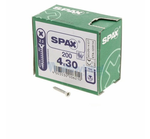 Spaanpl schr vz pk 4.0x30 poz (200) spax
