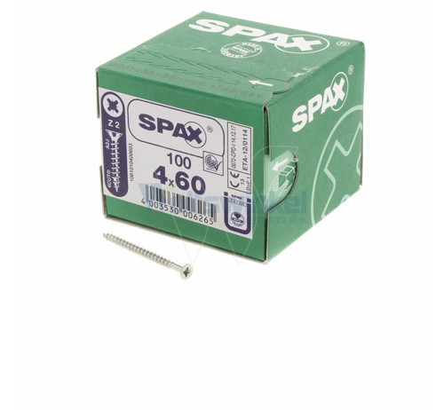 Spaanpl schr vz pk 4.0x60 poz (100) spax