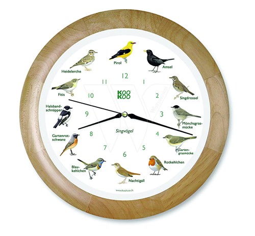 Bird clock wooden edge with singing sound