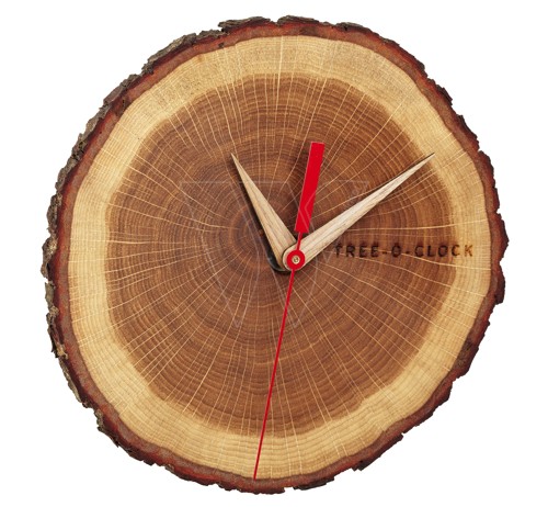 Wooden oak wall clock tree-o-clock ø20cm