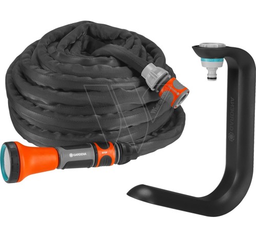 Gardena 10m textile hose + hose holder