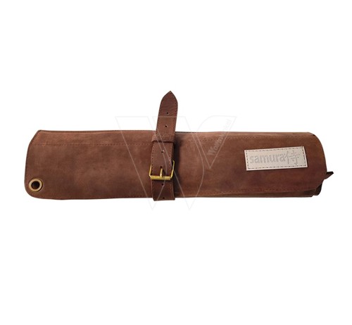 Samura leather roll bag for knives brown
