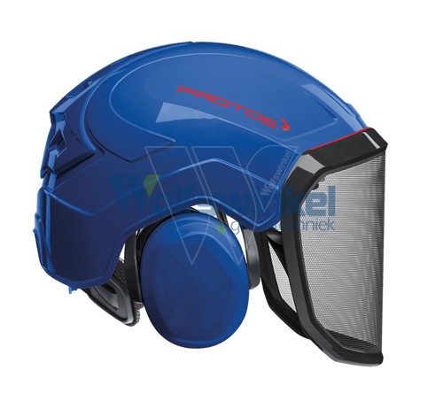 Protos helmet visor & earplug blue