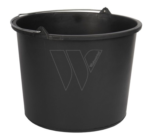 Construction bucket 12 liters black with handle